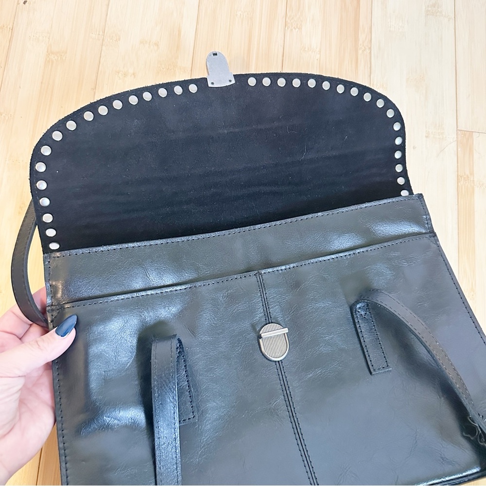 Patricia Nash Verbania 100% Genuine Leather Studded Satchel Purse Black - Picture 8 of 15